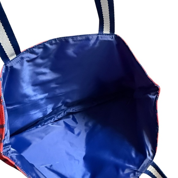 Estee Lauder Red & Navy Blue Canvas Nautical Tote Bag / Beach Bag - Picture 3 of 3